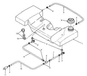 Fuel Tank Diagram and Parts List for 2284 864501-899000-145734100-146734100-14A734100 Cub Cadet Lawn Tractor